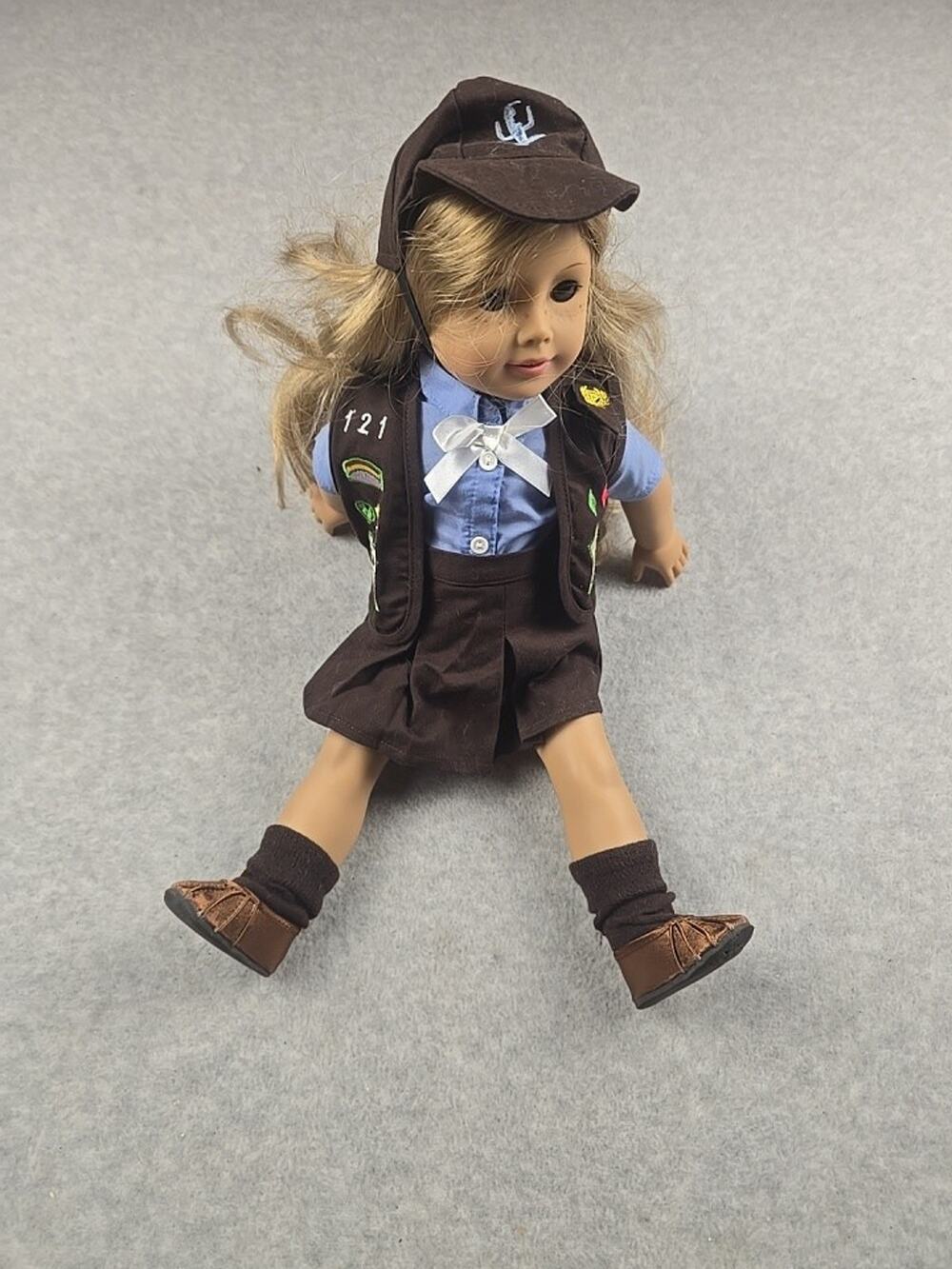 American Girl 18 Inch Blonde Hair Freckles Doll Brownie Girl Scout Outfit